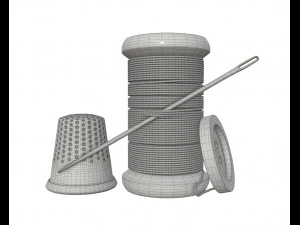 thread needle button thimble coil 3D Model