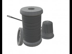 thread needle button thimble coil 3D Model