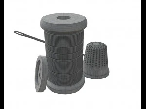 thread needle button thimble coil 3D Model