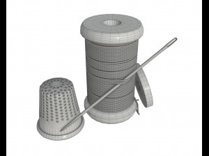thread needle button thimble coil 3D Model