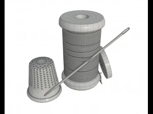 thread needle button thimble coil 3D Model
