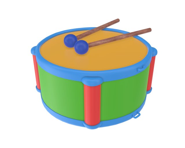 toy drum with sticks Model 3D .c4d .max .obj .3ds .fbx .stl .blend 