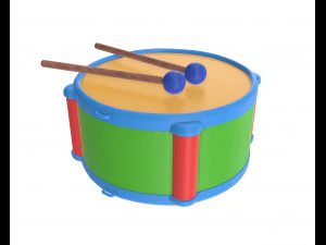 toy drum with sticks 3D Model