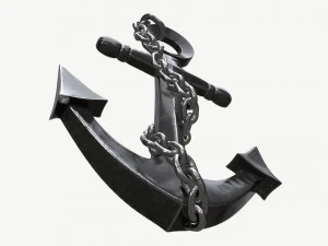 wall interior decor anchor with chains 3D Model