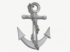 wall interior decor anchor with chains 3D Model