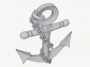 wall interior decor anchor with chains 3D Model