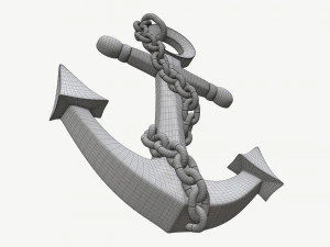 wall interior decor anchor with chains 3D Model