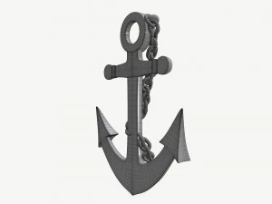 wall interior decor anchor with chains 3D Model