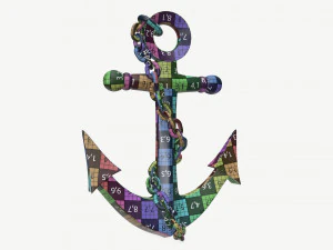 wall interior decor anchor with chains 3D Model