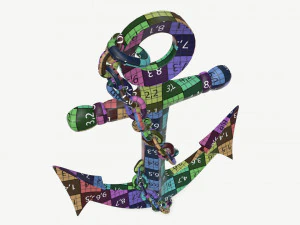wall interior decor anchor with chains 3D Model
