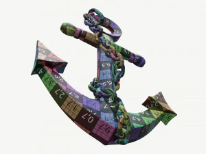wall interior decor anchor with chains 3D Model