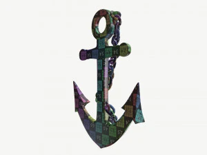 wall interior decor anchor with chains 3D Model