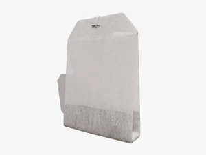 tea bag with label 02 3D Model