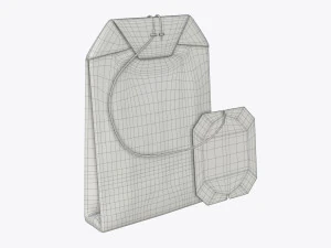 tea bag with label 02 3D Model