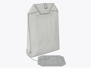 tea bag with label 03 3D Model