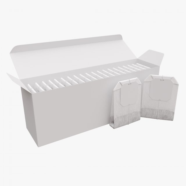 opened paper tea box with tea bags 3D 모델 .c4d .max .obj .3ds .fbx .stl .blend 