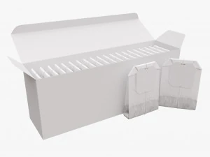 opened paper tea box with tea bags 3D Model