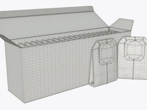 opened paper tea box with tea bags 3D Model