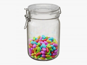 jar with jelly beans 01 3D Model