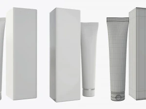 plastic tube containers with boxes 3D Model