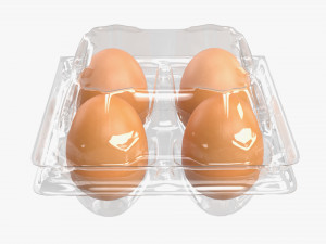 egg plastic package 4 eggs 3D Model
