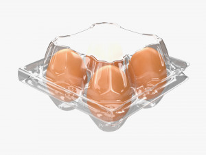 egg plastic package 4 eggs 3D Model