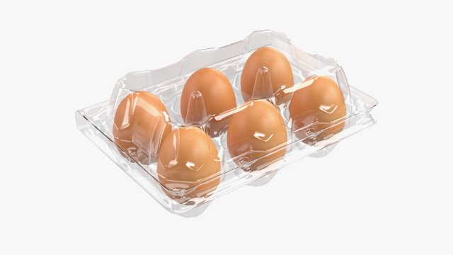 egg plastic package 6 eggs Model 3D .c4d .max .obj .3ds .fbx .stl .blend 