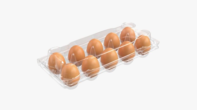 egg plastic package 10 eggs v2 Model 3D .c4d .max .obj .3ds .fbx .stl .blend 