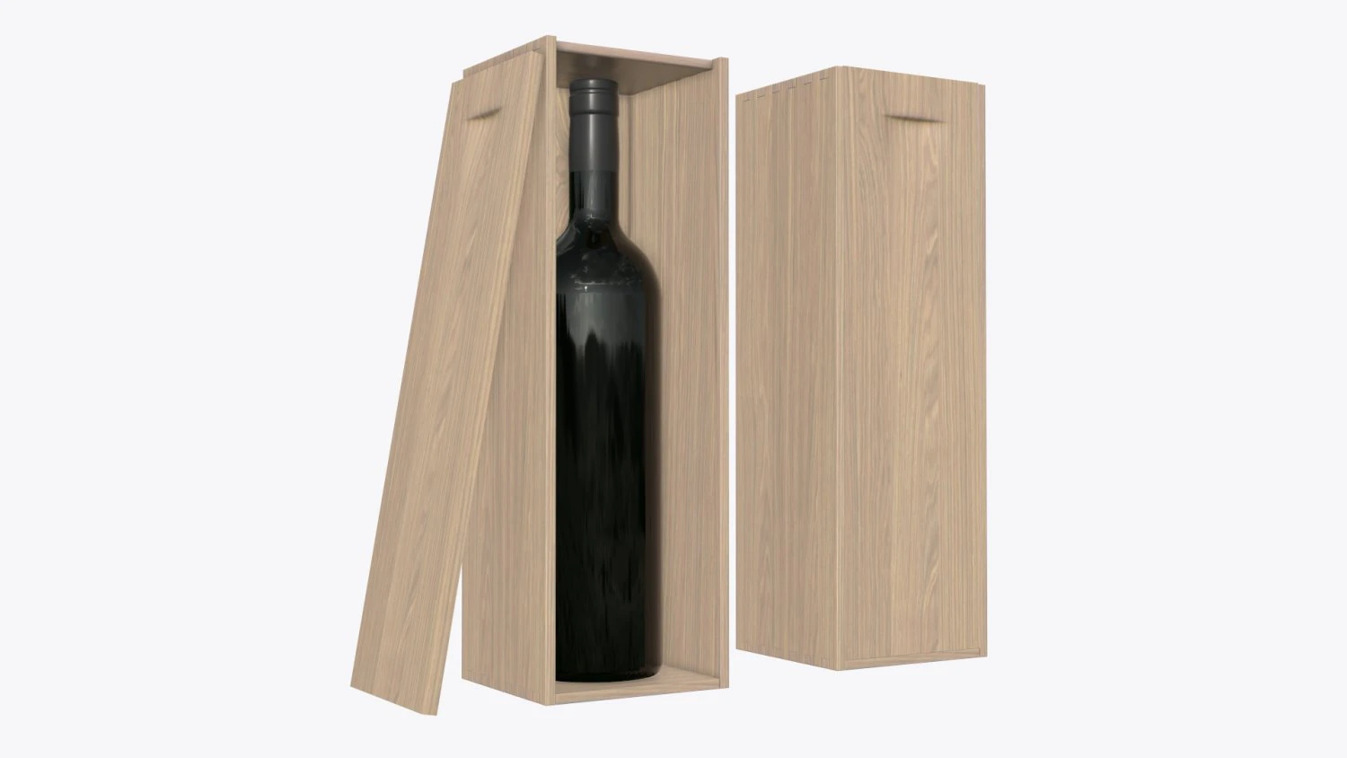 wine bottle with wooden box 3D Model .c4d .max .obj .3ds .fbx .stl .blend 