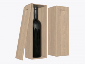 wine bottle with wooden box 3D Model