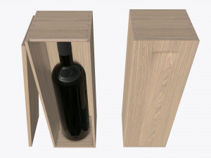 wine bottle with wooden box 3D Model