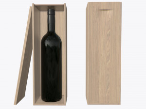 wine bottle with wooden box 3D Model