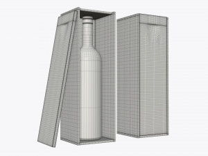 wine bottle with wooden box 3D Model