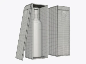 wine bottle with wooden box 3D Model