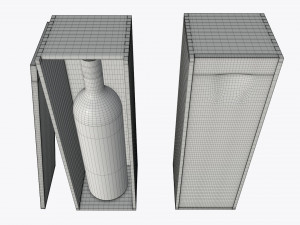 wine bottle with wooden box 3D Model
