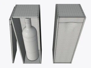 wine bottle with wooden box 3D Model