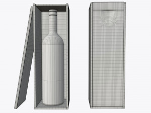 wine bottle with wooden box 3D Model