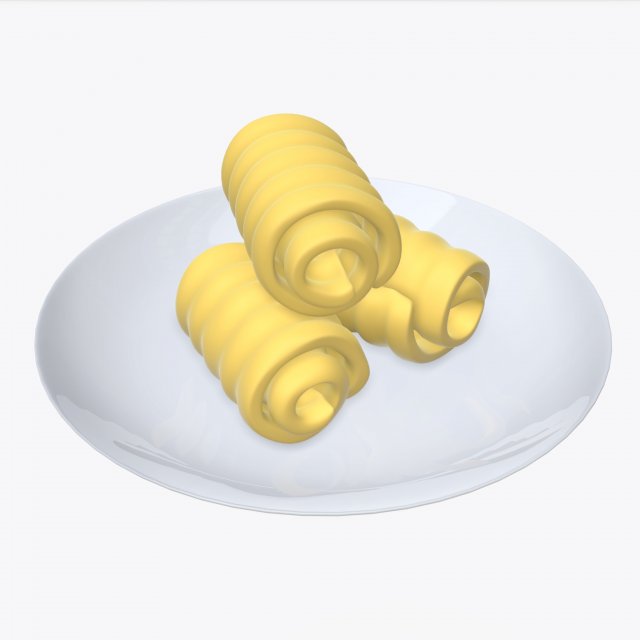 butter on plate Model 3D .c4d .max .obj .3ds .fbx .stl .blend