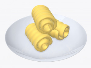 butter on plate 3D Model