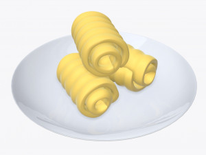 butter on plate 3D Model