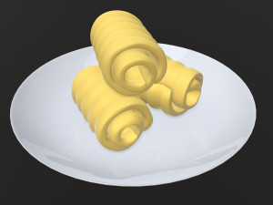 butter on plate Model 3D