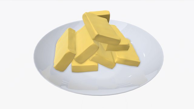 butter slices on plate Modèle 3D .c4d .max .obj .3ds .fbx .stl .blend 