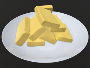 butter slices on plate Modèle 3D