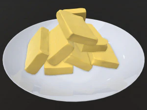 butter slices on plate 3D Model