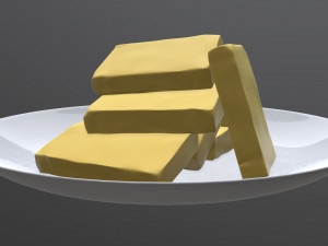 butter slices on plate Modèle 3D