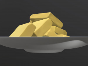 butter slices on plate Modèle 3D