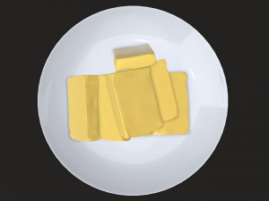 butter slices on plate Modèle 3D