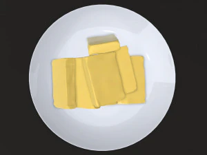 butter slices on plate 3D Model