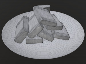 butter slices on plate Modèle 3D