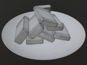 butter slices on plate 3D Model